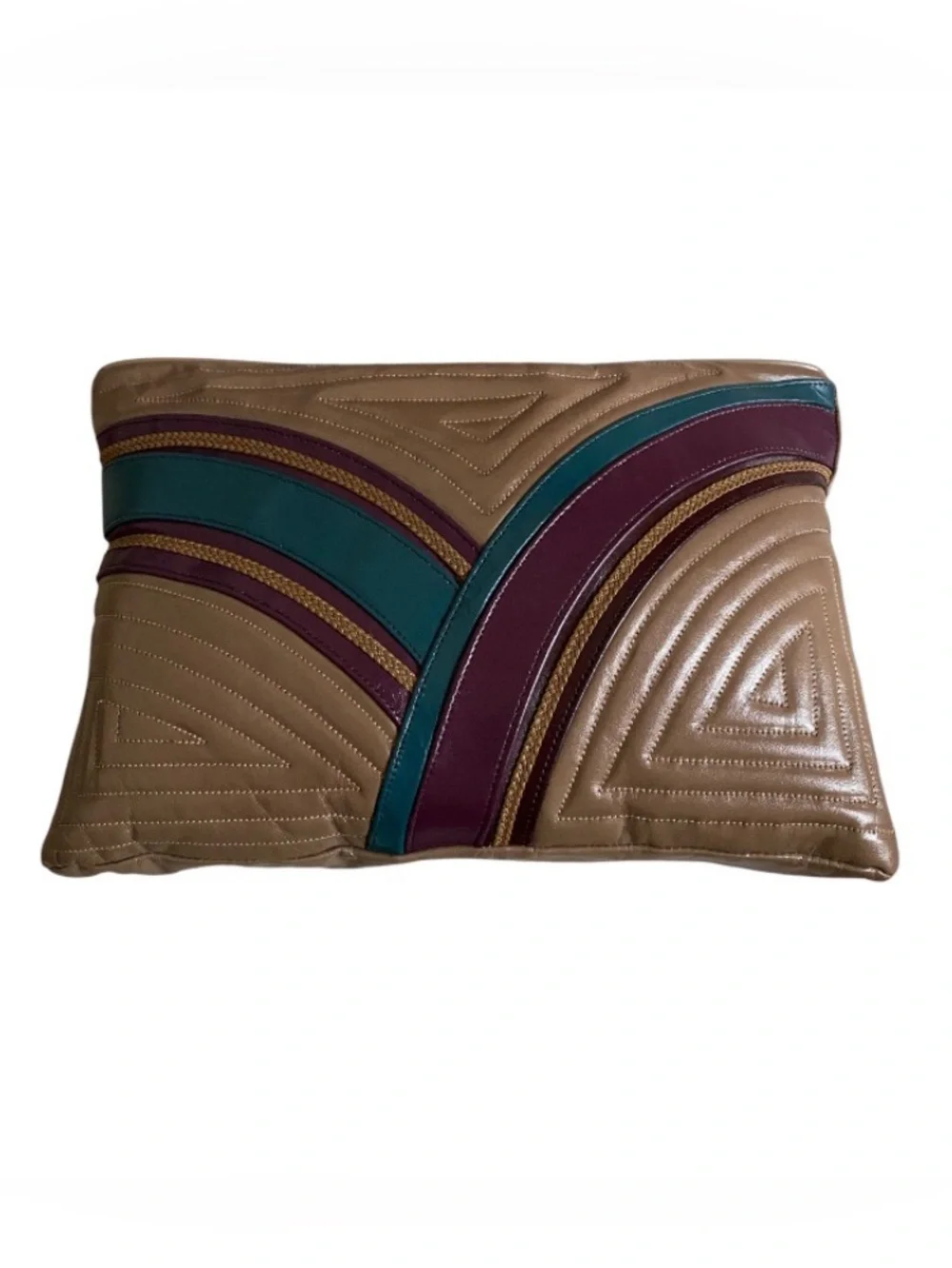 Vintage genuine leather multicolor clutch